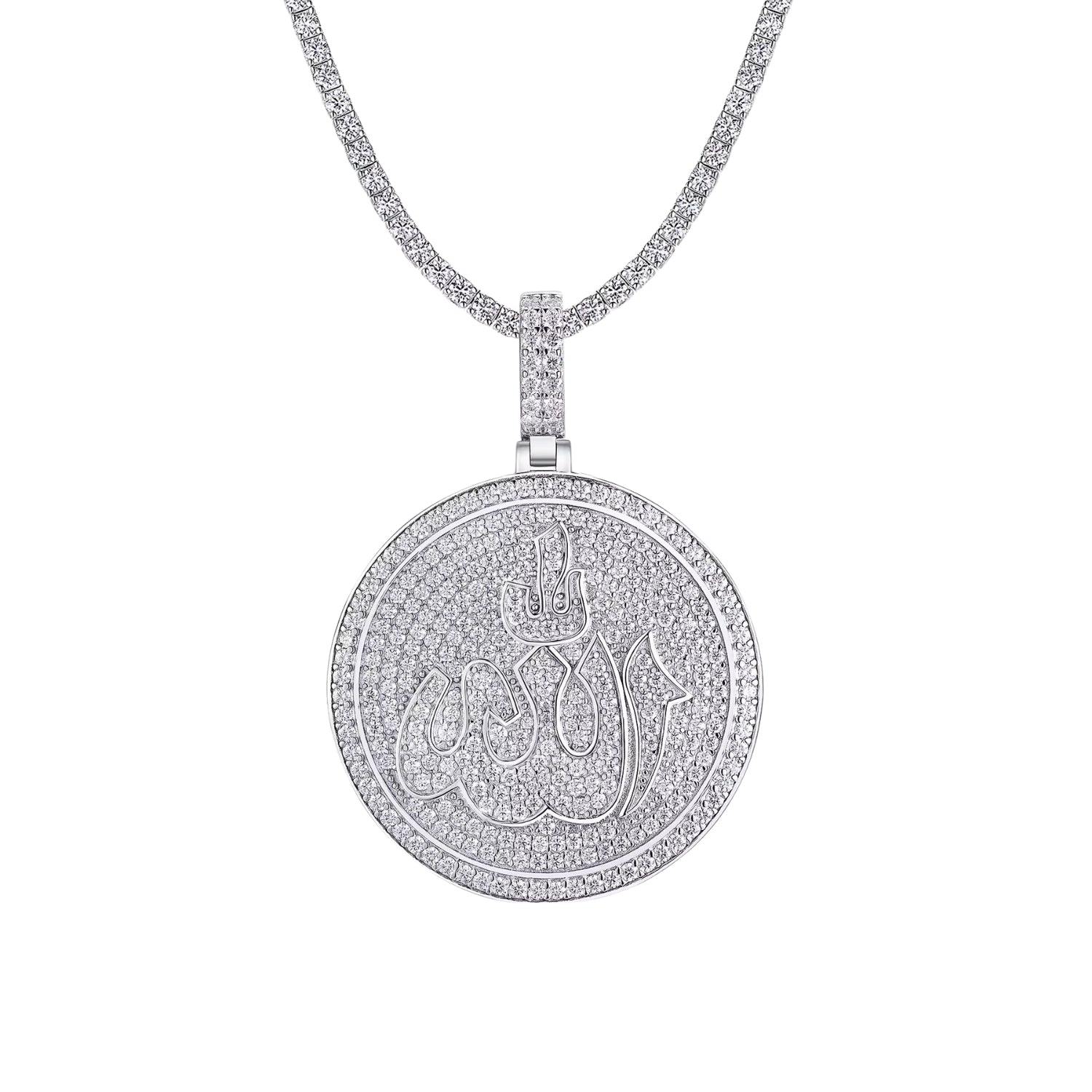 Allah Moissanite Pendant 925 Silver Luxury Jewelry