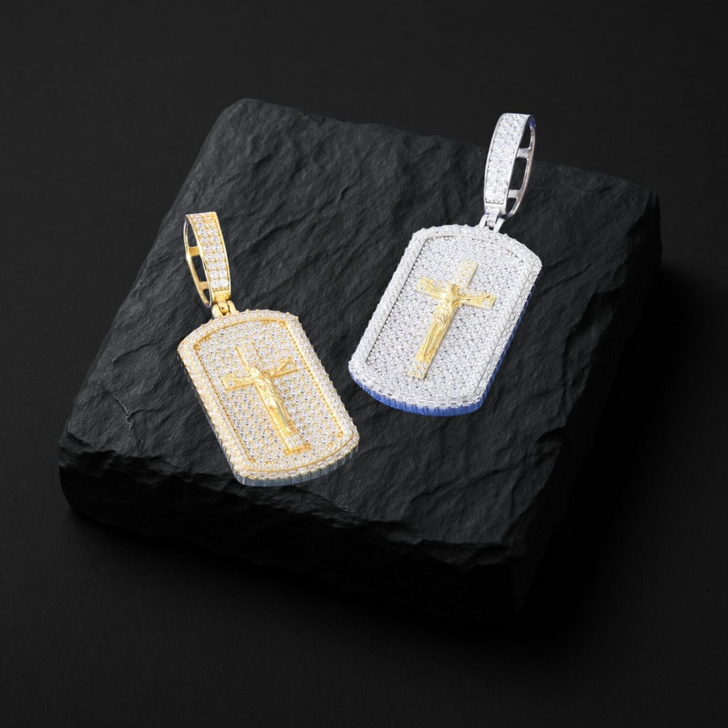 VVS Baguette Moissanite Jesus Pendant Gold Plated