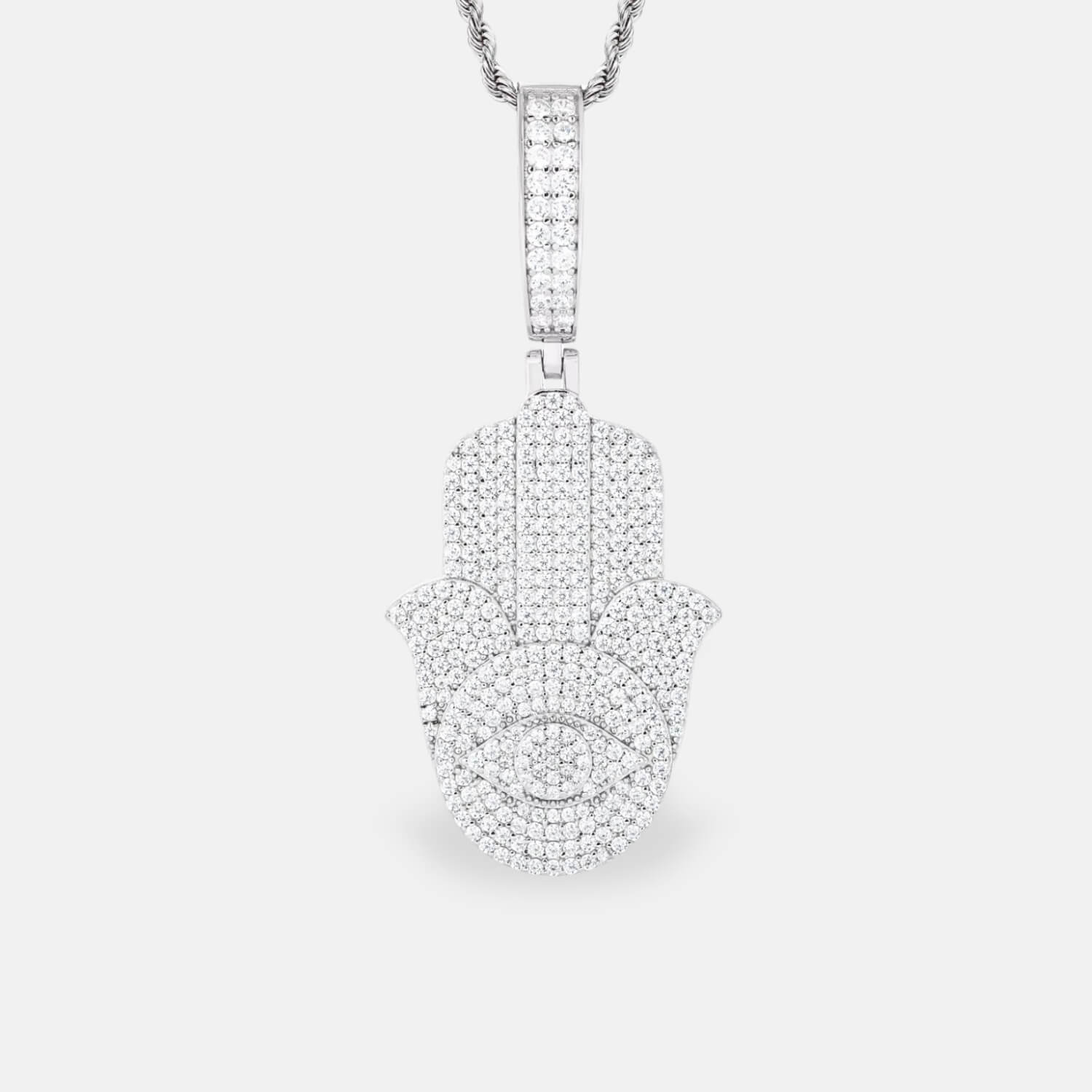 Rhodium Plated Moissanite Hamsa Charm by Ultimate Bold