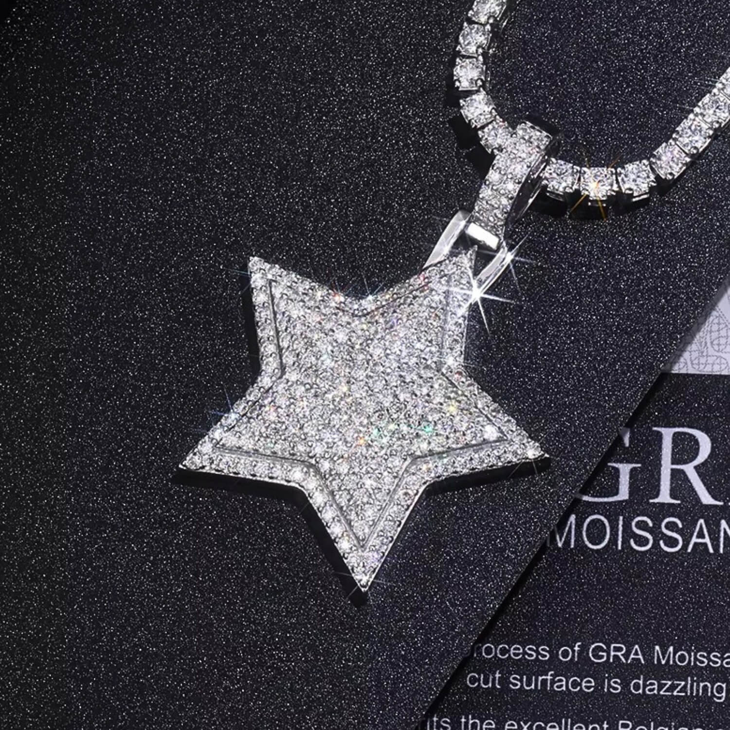 Star Moissanite Pendant 925 Silver 18K Gold