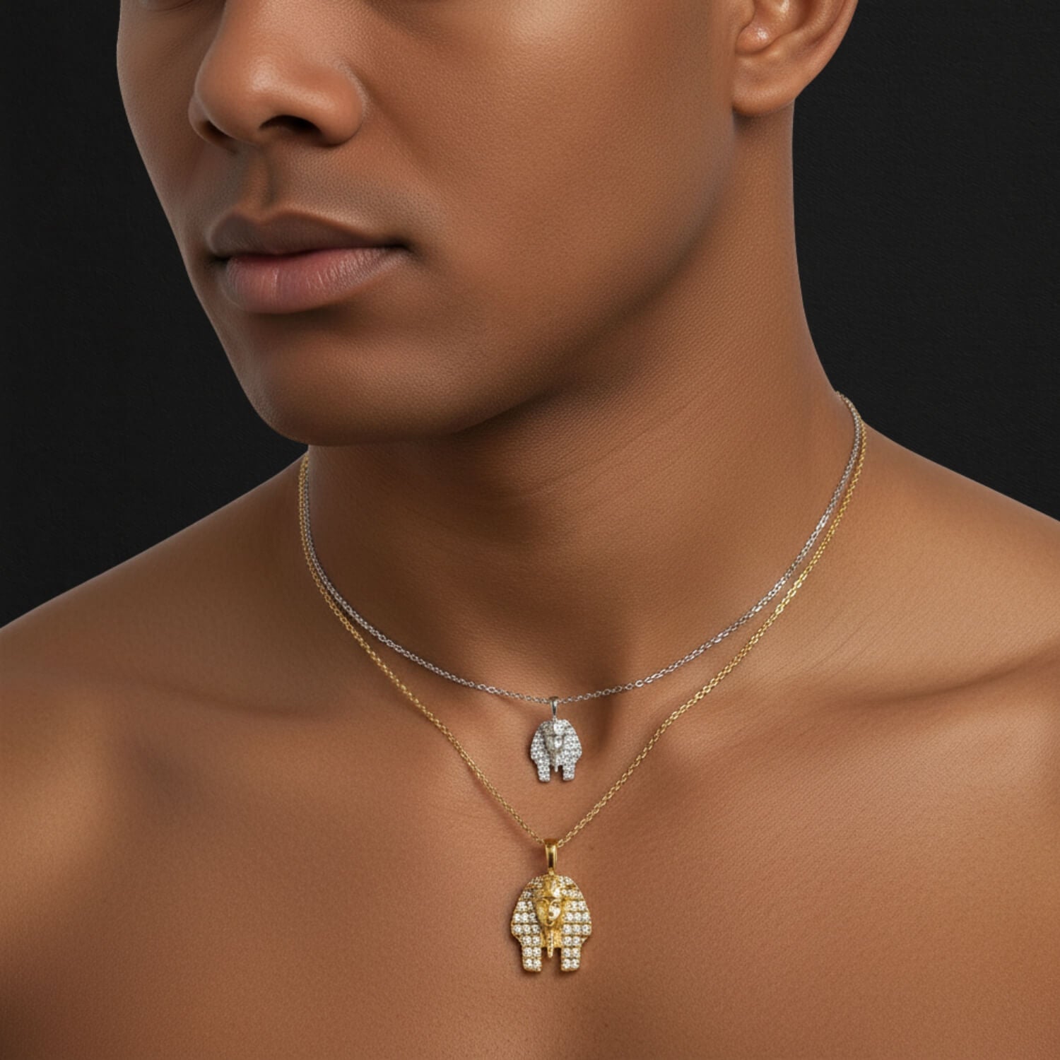 Round Brilliant-Cut Moissanite Pharaoh Pendant with Link Chain*