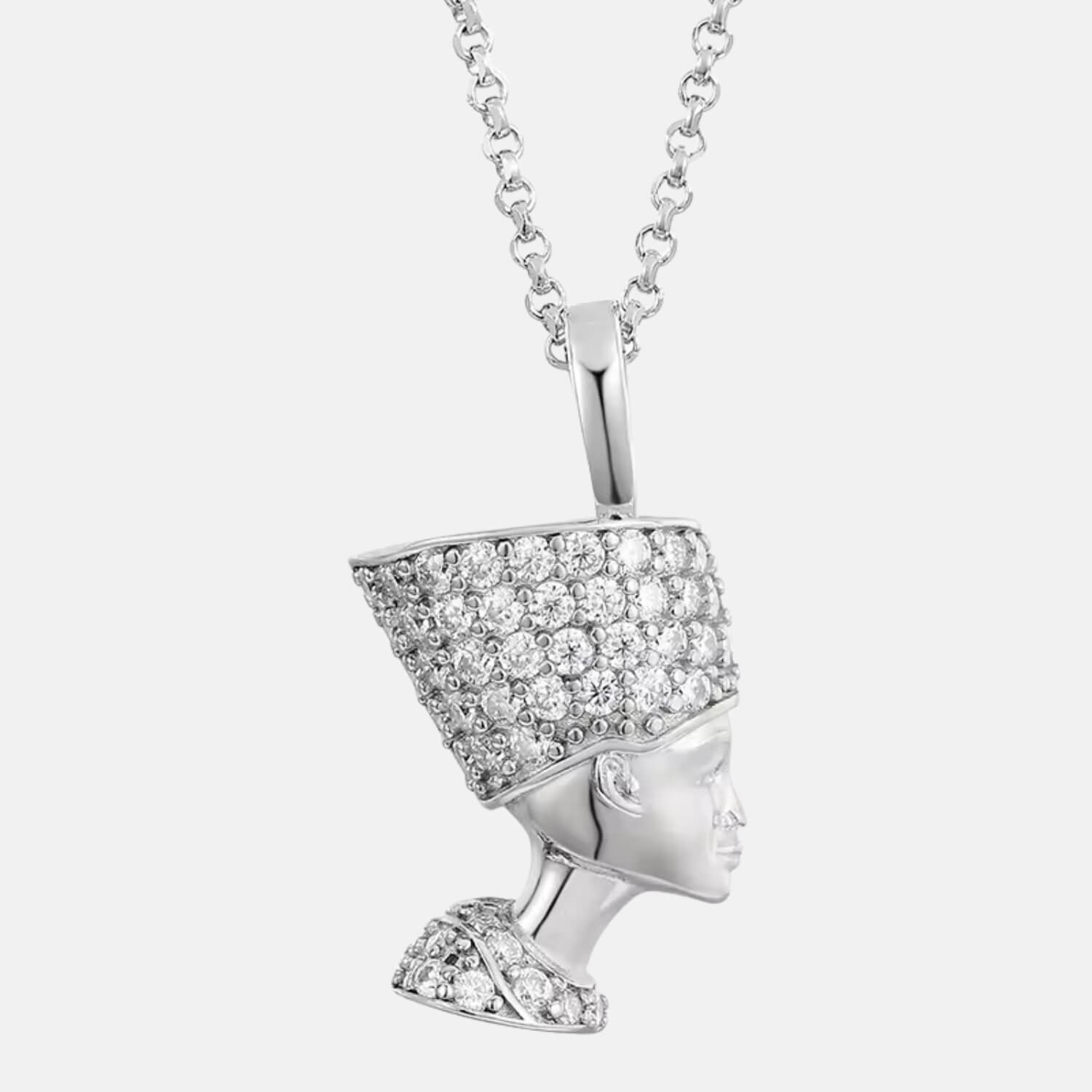 VVS Pharaoh Head Moissanite Necklace in 925 Sterling Silver