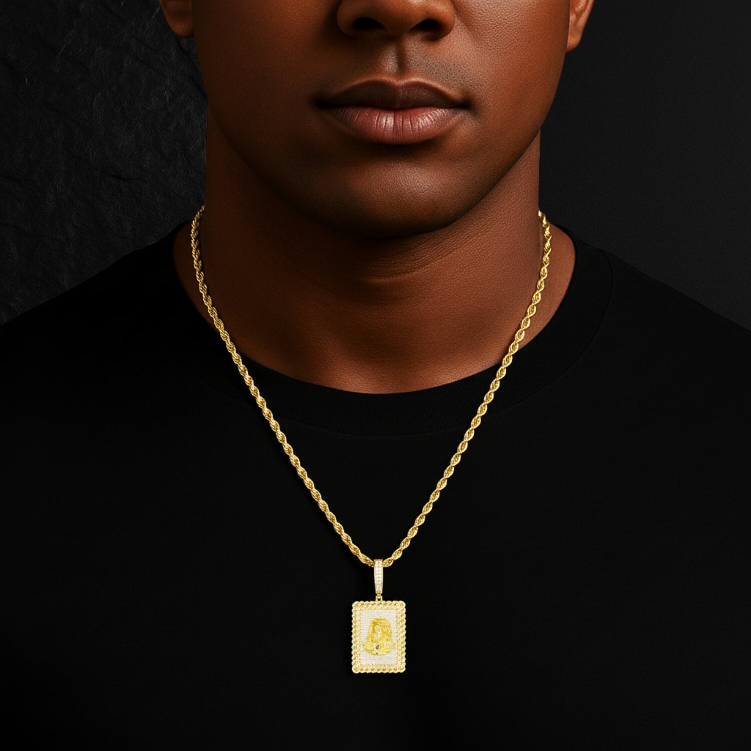 Square Cut Moissanite Jesus Pendant in 925 Silver by Ultimate Bold