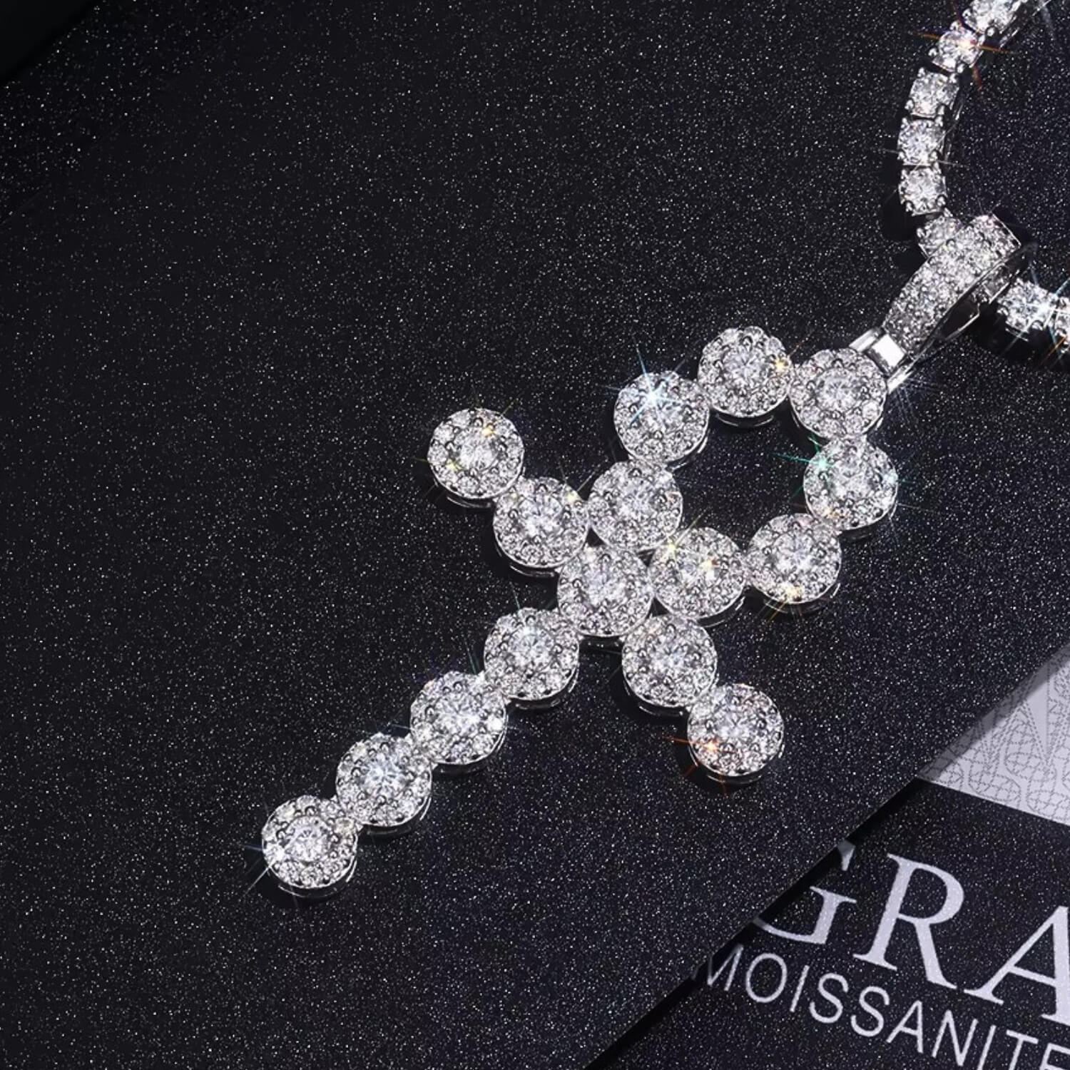 Moissanite Ankh Pendant 18K Gold 925 Silver