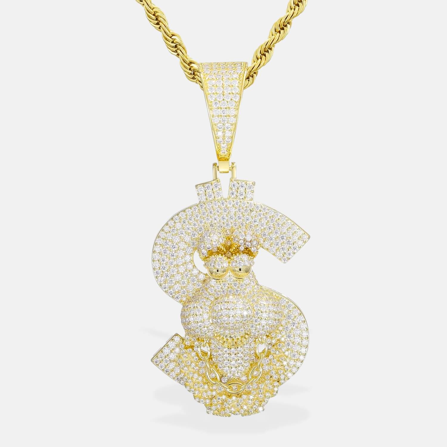 VVS1 Moissanite Gold Pendant Necklace for Men and Women