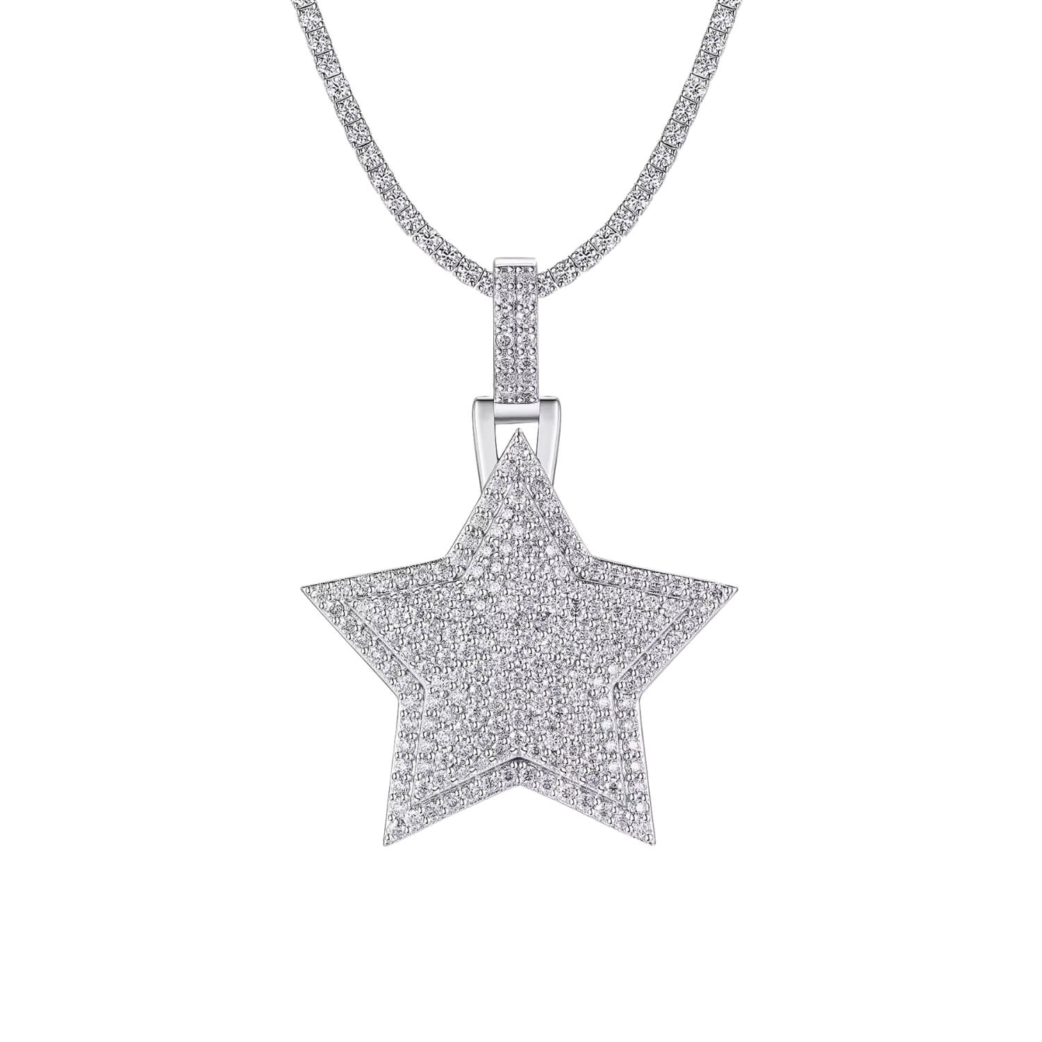 GRA Certified Star-Shaped Pendant in 925 Sterling Silver