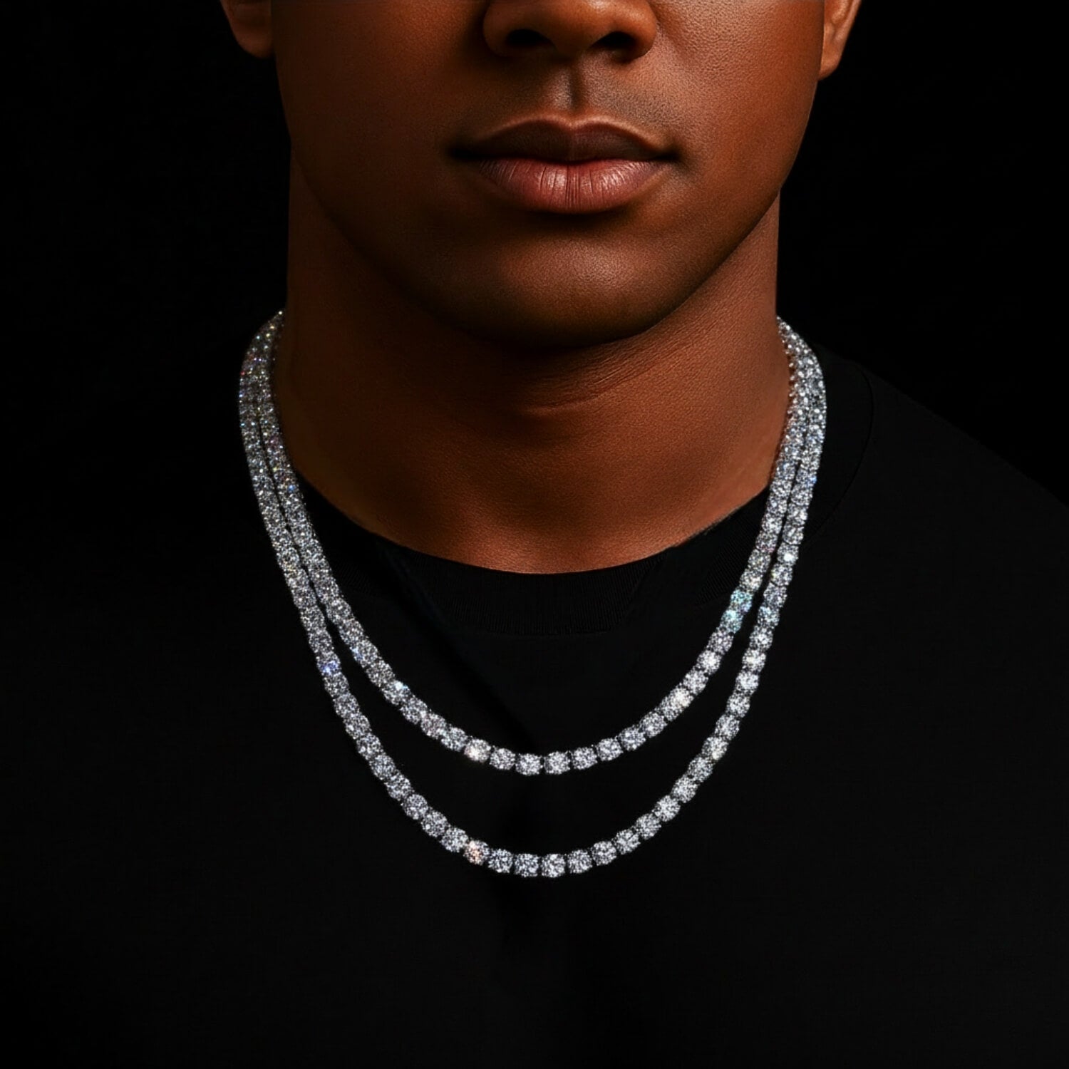 VVS Moissanite Cluster Tennis Chain 925 Silver