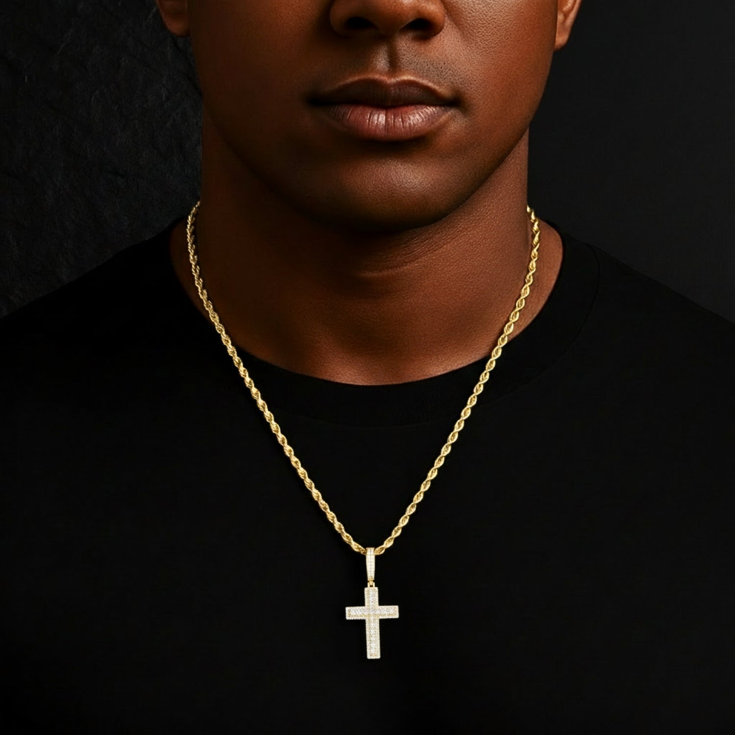 VVS Moissanite Cross Necklace in White Gold by Ultimate Bold