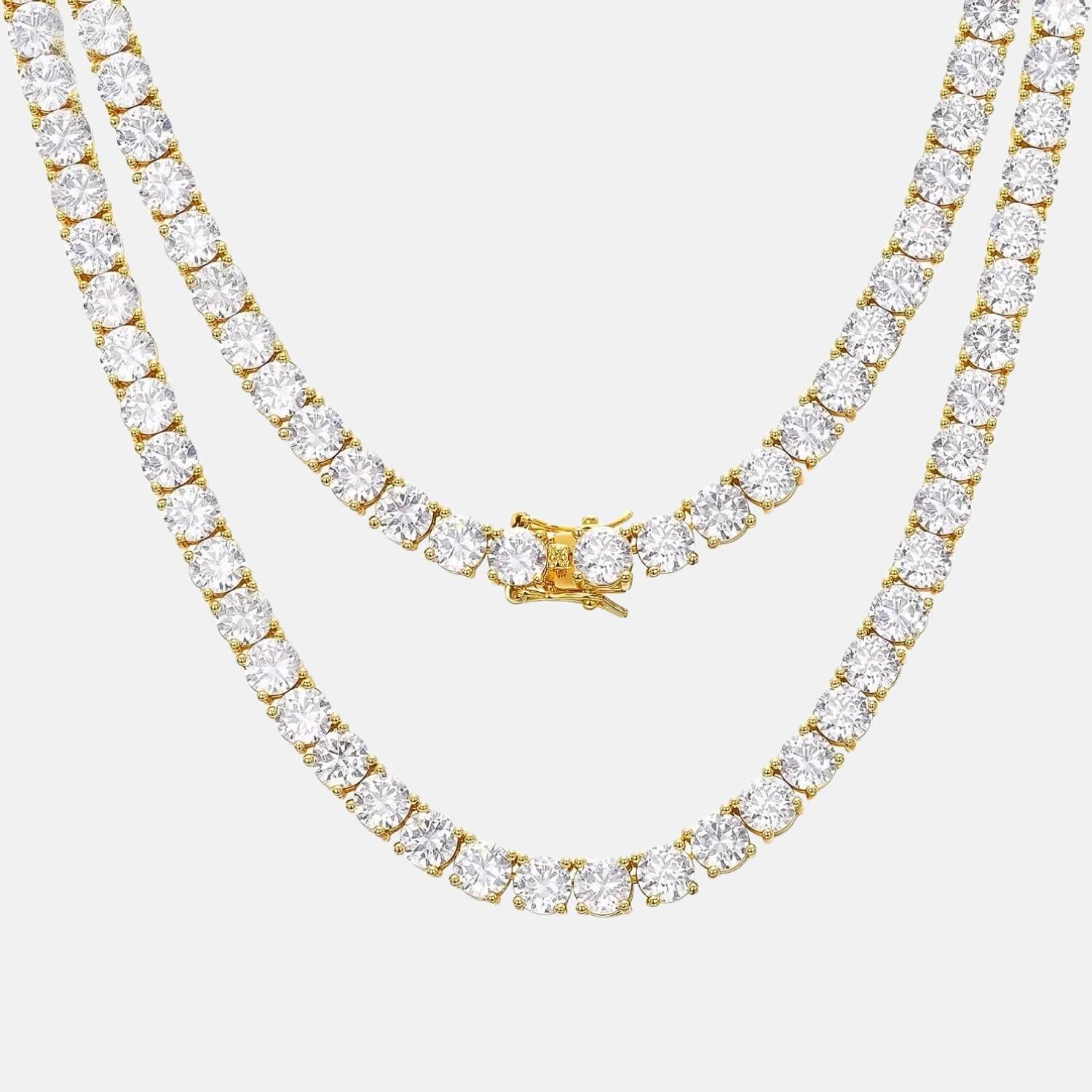 VVS Moissanite Tennis Chain Necklace 925 Silver Front View